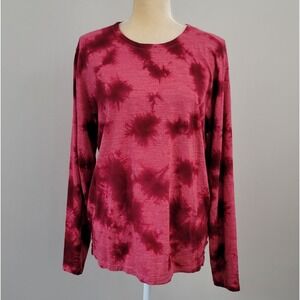 LULULEMON Size Medium Wool Blend Mimic Wild Berry Tie Dye Long Sleeve Shirt Top